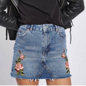 Topshop Blue Embellished Skater Mini Skirt